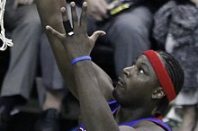Kwame Brown, with the Detroit Pistons, takes part in a game against the Washington Wizards in 2009 at the Verizon Center in Washington, D.C. Photo credit: Keith Allison