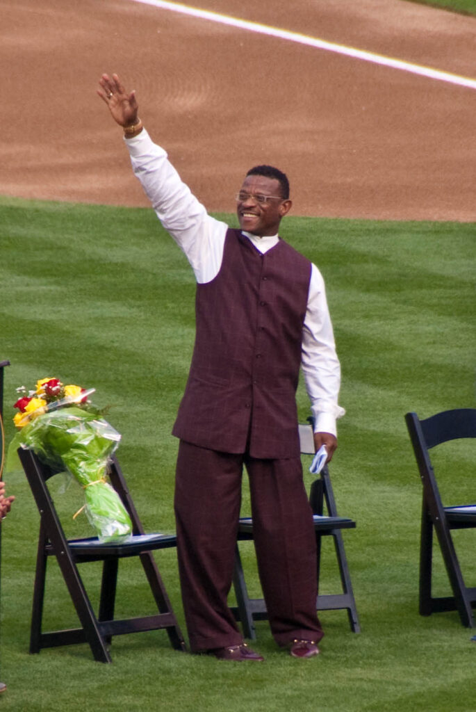 Rickey Henderson receives honors at the Oakland Coliseum in 2009. Photo credit: Bryce Edwards