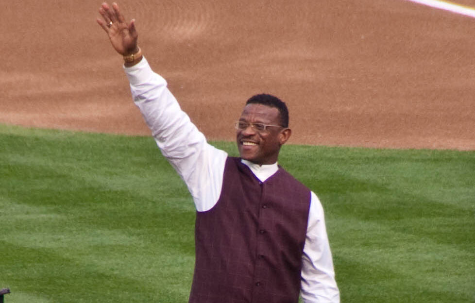 Rickey Henderson receives honors at the Oakland Coliseum in 2009. Photo credit: Bryce Edwards