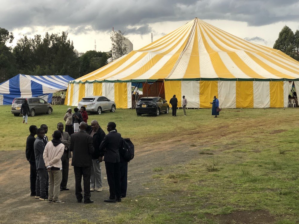 Christians gathered in tents in Eldoret, Kenya, earlier this year to pray for a peaceful election season. (Robert Carle)