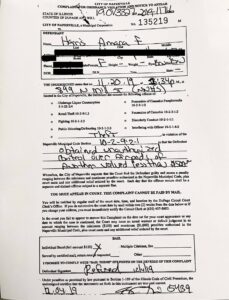 The ticket issued to Amara Harris in 2019 at Naperville North High School. (Redactions added by ProPublica). Photo credit: Chicago Tribune