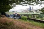 An encampment near the Jose Rizal Bridge in Seattle, Washington.Photographer: Chona Kasinger/Bloomberg