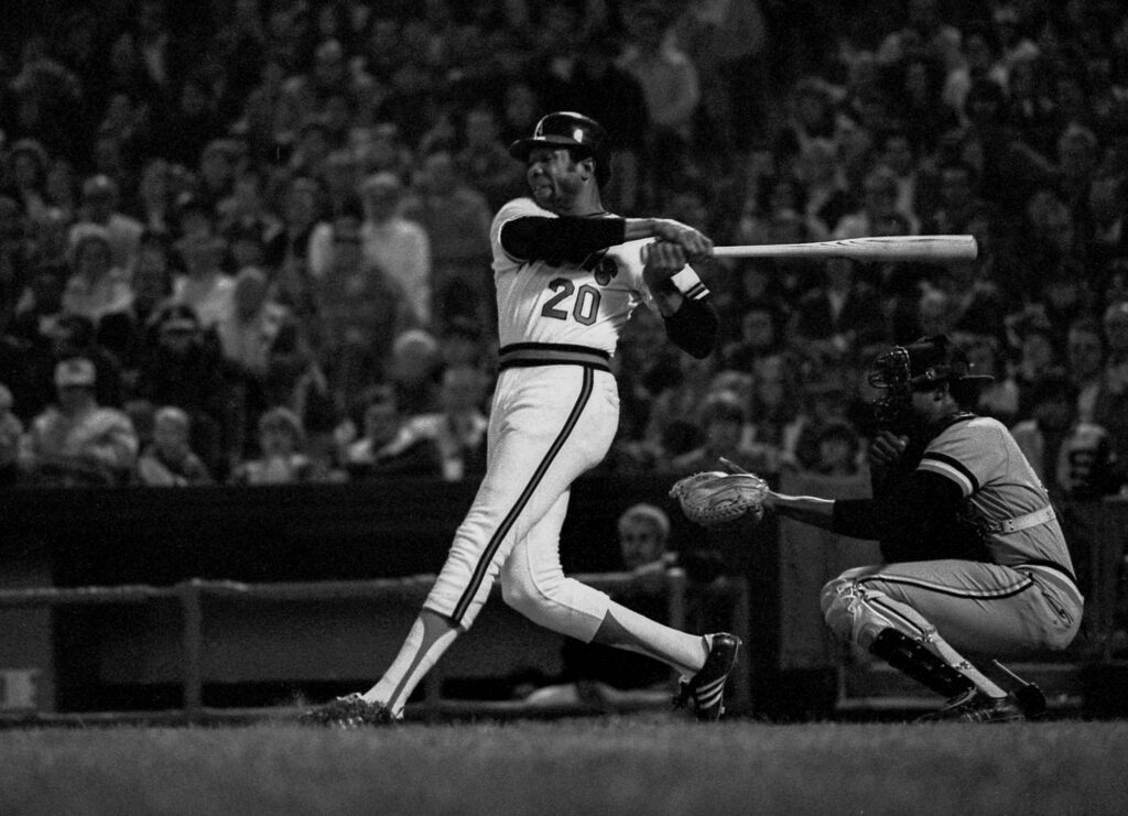 California Angels', Frank Robinson at bat during a game on June 29, 1973. Photo credit: Frank Robinson, Los Angeles Times