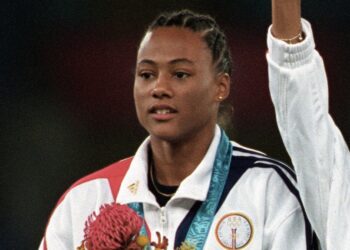 Marion Jones at the 2000 Sydney Olympic Games. Photo credit: TSGT RIck Sforza, U.S. Air Force