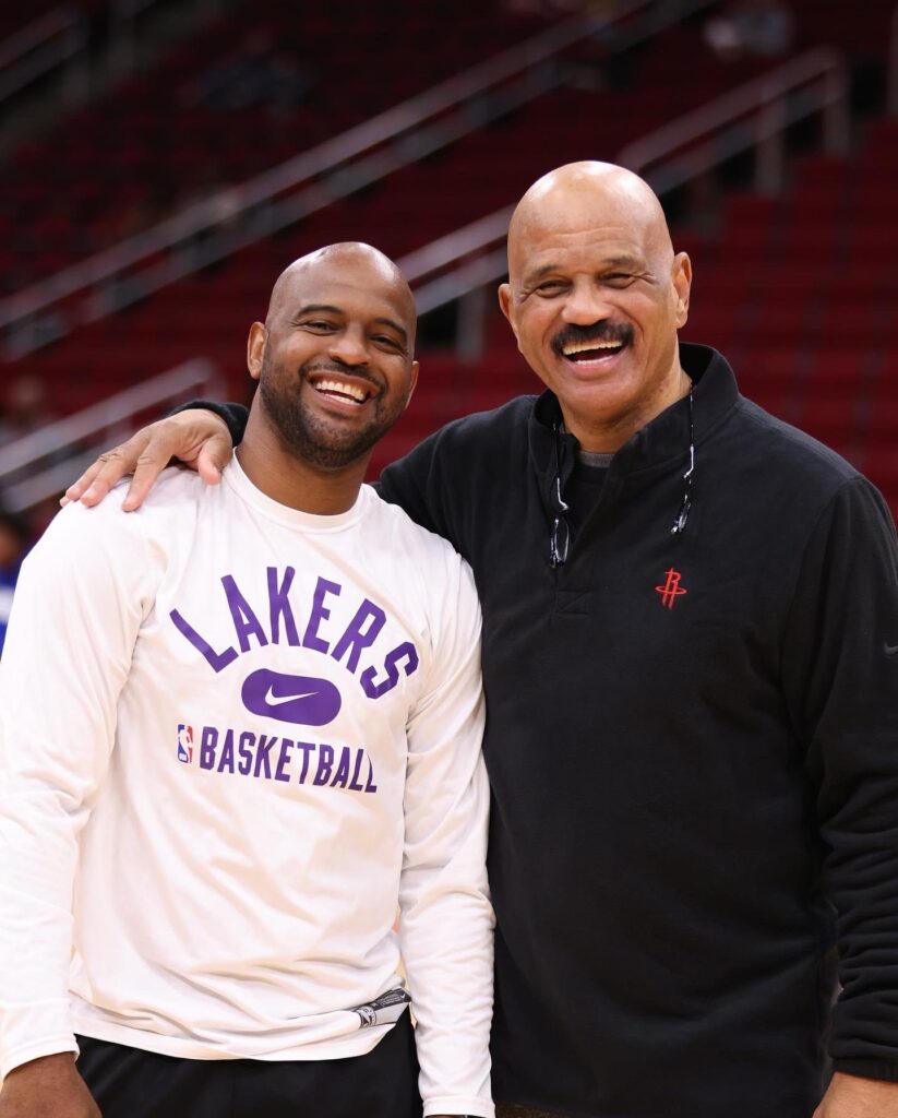 John Lucas III, left, with his father, John Lucas, II, former NBA player and current Houston Rockets assistant coach. Photo credit: John Lucas III