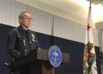 Los Angeles Police Chief Michel Moore discusses recent fatal police shootings during a news conference on Wednesday, Jan. 11, 2023, at LAPD headquarters in Los Angeles. Photo credit: Stefanie Dazio, The Associated Press