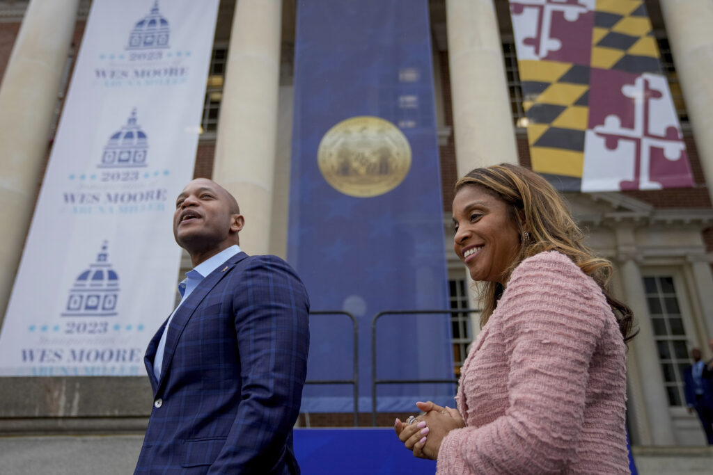Maryland Governor-Elect Wes Moore and his wife Dawn tour the capitol grounds in preparation for Wednesday's inauguration in Annapolis, Md., Tuesday, Jan. 17, 2023. Photo credit: Bryan Woolston, The Associated Press