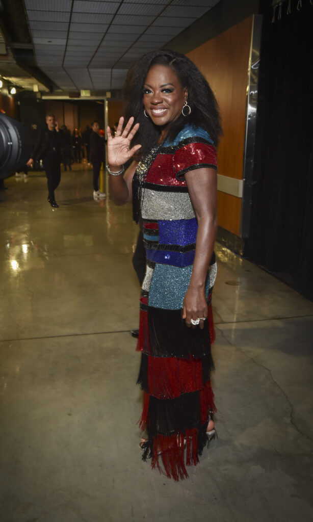 Viola Davis backstage at The 65th Annual Grammy Awards, broadcast live from the Crypto.com Arena in Los Angeles on Sunday, Feb. 5, 2023. Photo credit: Stewart Cook/CBS ©2023 CBS Broadcasting, Inc. All Rights Reserved.
