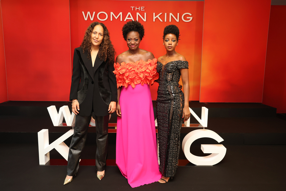 Gina Prince-Bythewood, left, director, Viola Davis, center, producer, and Thuso Mbedu attend "The Woman King" showing at the 2022 Toronto Film Festival. Photo credit: Eric Charbonneau