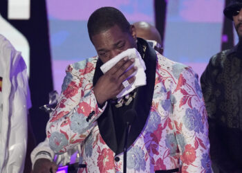 Busta Rhymes reacts onstage as he accepts the Lifetime Achievement Award at the 2023 BET Awards on Sunday, June 25, 2023, at the Microsoft Theater in Los Angeles. Photo credit: Mark Terrill, The Associated Press