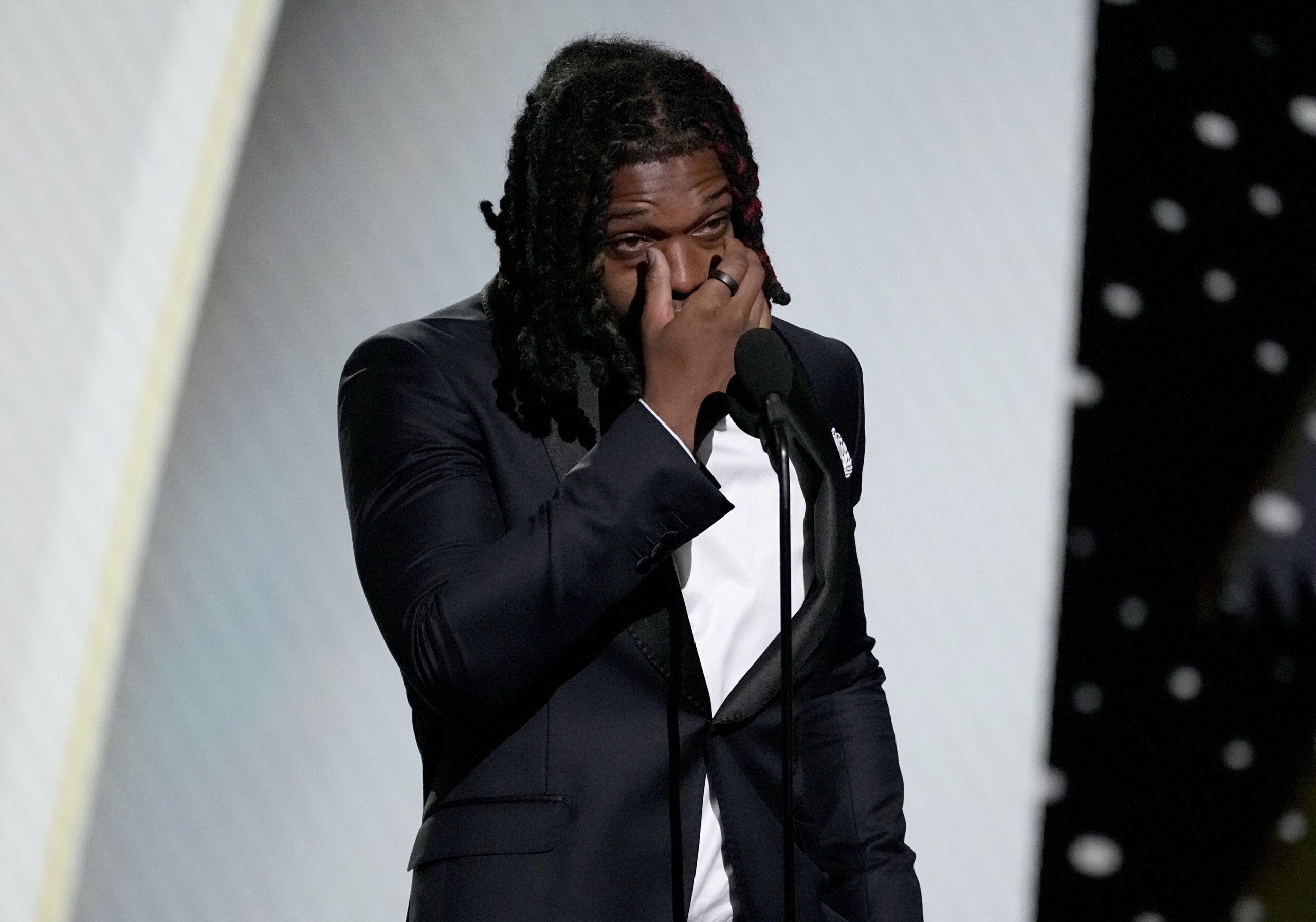 NFL player Damar Hamlin of the Buffalo Bills presents the Pat Tillman Award for Service at the ESPY Awards on Wednesday, July 12, 2023, at the Dolby Theatre in Los Angeles. Photo credit: Mark J. Terrill, The Associated Press