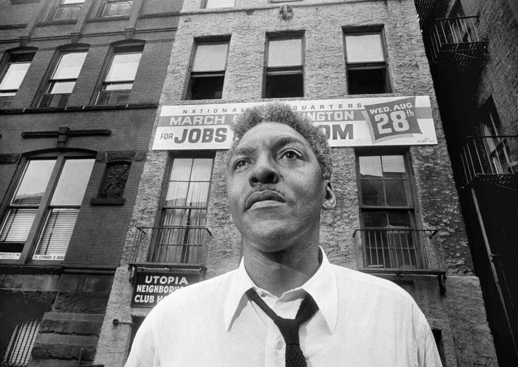 In this Aug. 1, 1963, file photo, Bayard Rustin, an organizer of the March on Washington, poses in New York City. Rustin's life and his role in organizing one of the most significant events in modern history is the subject of film to be released in November. Photo credit: Eddie Adams, The Associated Press