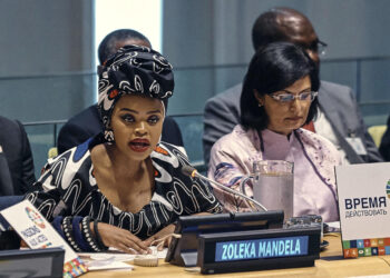 Nelson Mandela's granddaughter, Zoleka Mandela, passed away from cancer, her family announced on Tuesday, Sept. 26, 2023. Here, she is seen speaking at a meeting on non-communicable diseases at United Nations headquarters in New York on Sept. 27, 2018. Photo credit: