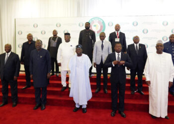 Nigeria's President, Bola Ahmed Tinubu, center first row, poses for a group photo with other West African leaders before an ECOWAS meeting in Abuja, Nigeria. Thursday, Aug. 10, 2023. West African heads of state began meeting Thursday on next steps after Niger's military junta defied their deadline to reinstate the nation's deposed president, but analysts say the bloc known as ECOWAS may be running out of options as support fades for a military intervention. Photo credit: Gbemiga Olamikan, The Associated Press