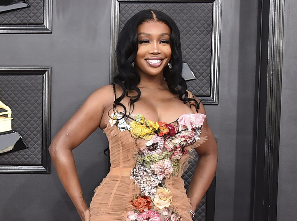 SZA arrives at the 64th Annual Grammy Awards in Las Vegas on April 3, 2022. SZA received nine Grammy nominations on Friday. Photo credit: Jordan Strauss, Invision/The Associated Press