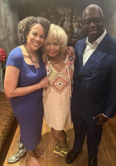 Damara Lynn Greene, center, with longtime friends Ami Brabson, left, and late actor Andre Braugher, right, who died Monday, Dec. 11, 2023, at the age of 61. Photo credit: Damara Lynn Greene