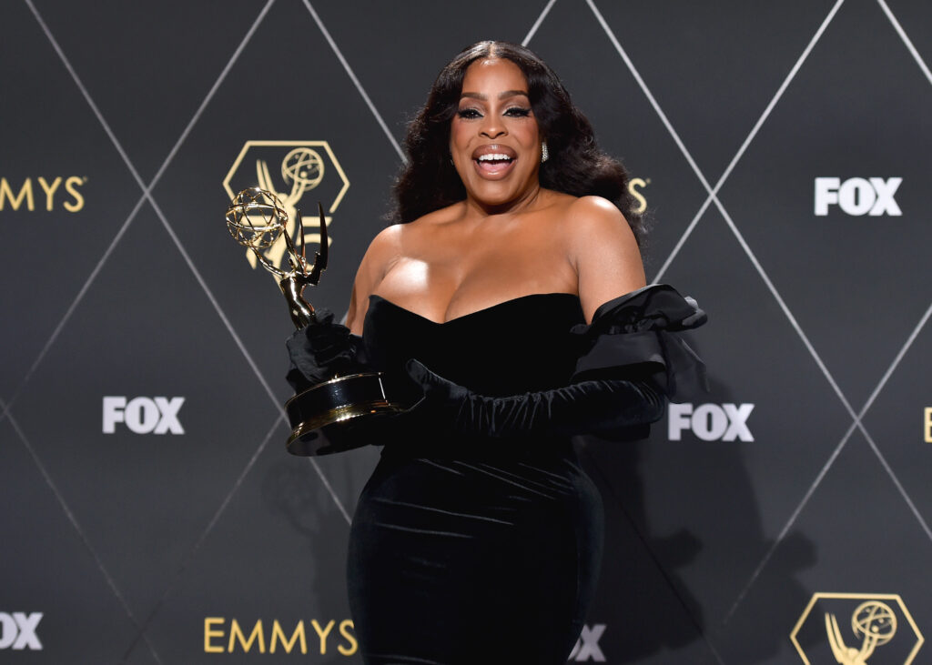 Niecy Nash-Betts poses in the press room with the award for Outstanding Supporting Actress in a Limited/Anthology Series or Movie during the 75th Primetime Emmy Awards from the Peacock Theater at L.A. LIVE in Los Angeles on Monday, Jan. 15, 2024. © 2024 Fox Media LLC. Photo credit: Fox