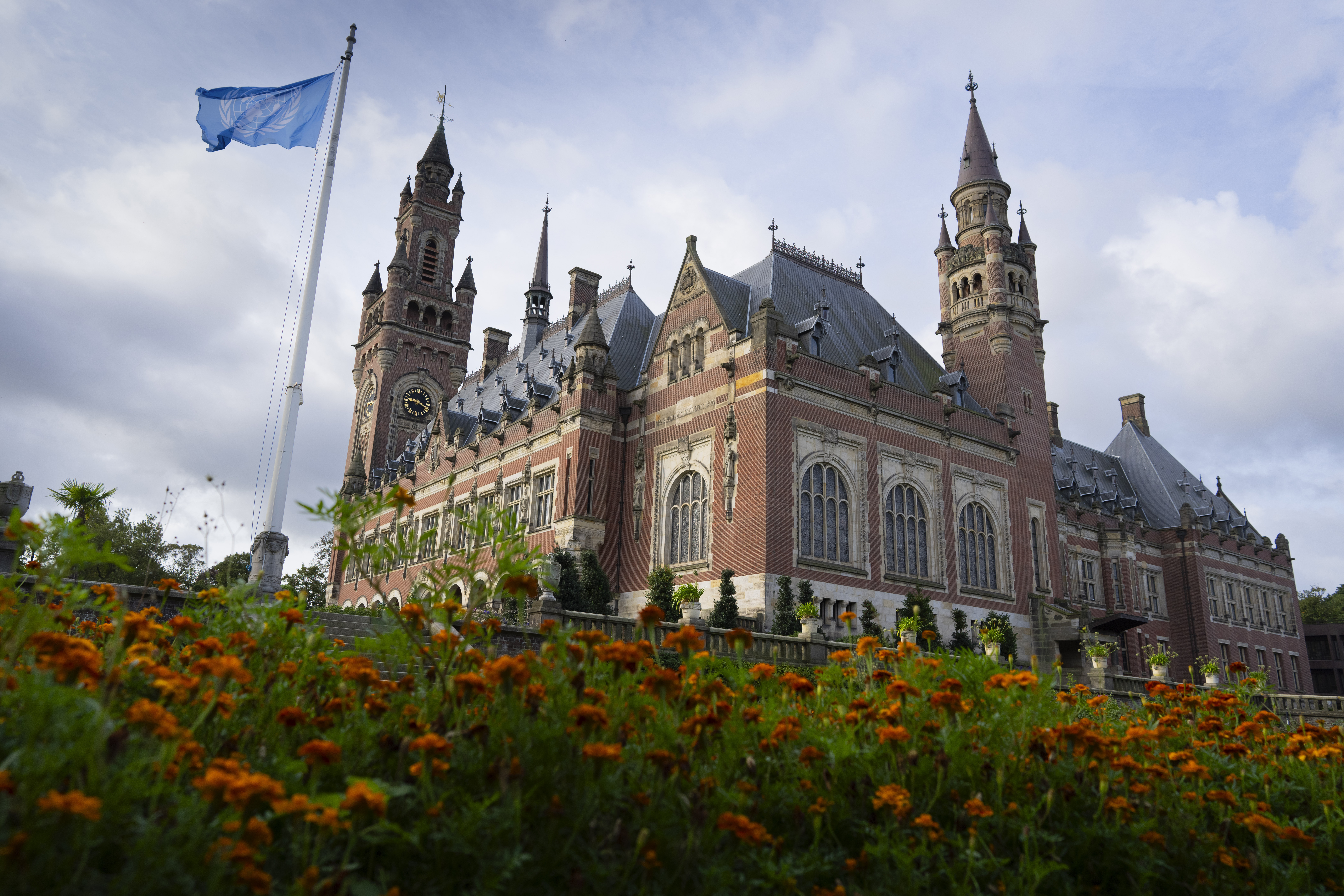 View of the Peace Palace, which houses World Court in The Hague, Netherlands, on Sept. 19, 2023. Israel is sending top legal minds, including a Holocaust survivor, to The Hague this week to counter allegations that it is committing genocide against Palestinians in Gaza. Photo credit: Peter Dejong, The Associated Press