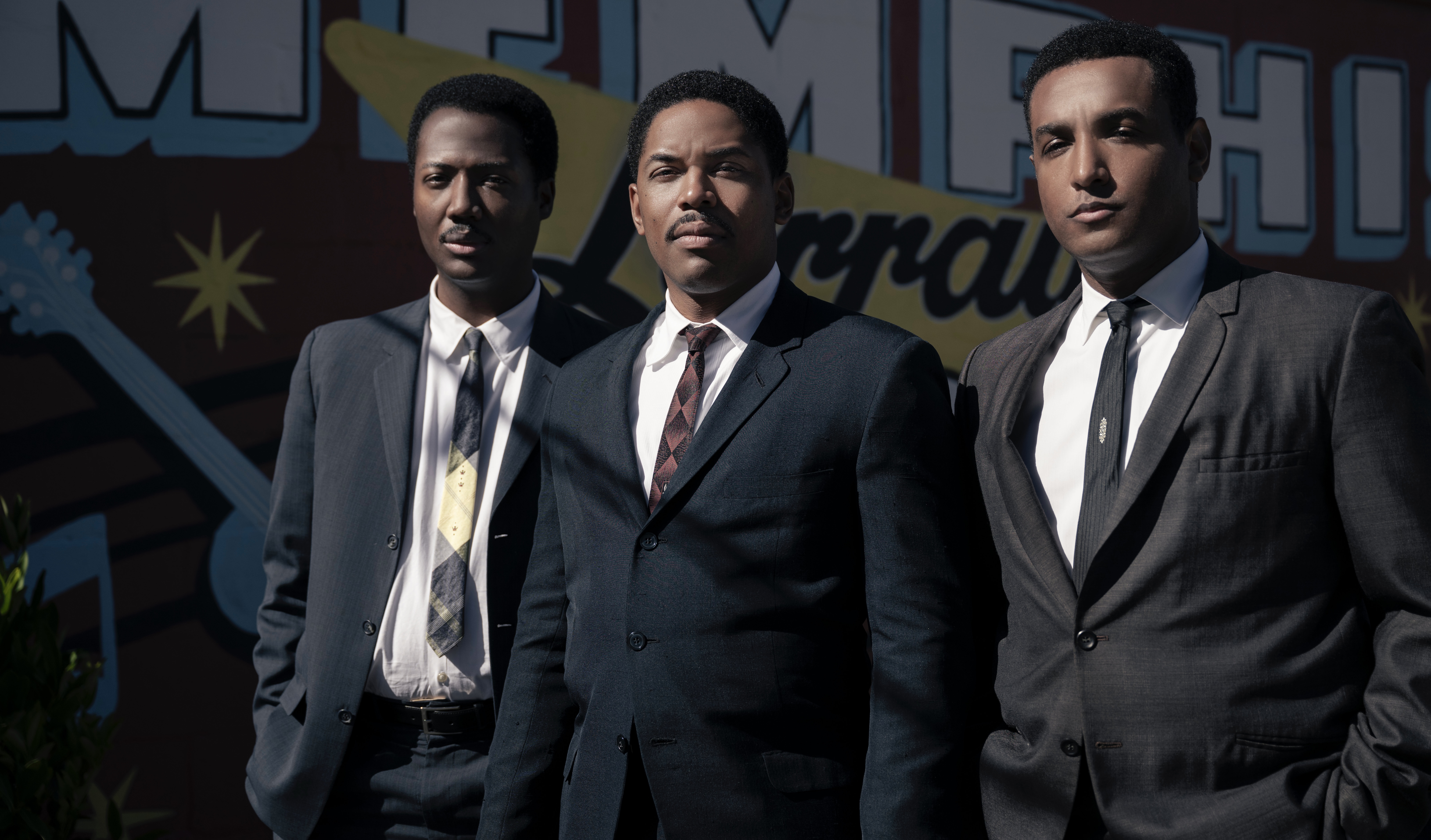 Left to right: Hubert Point-Du Jour as Ralph Abernathy, Kelvin Harrison Jr. as Martin Luther King Jr., and Anwar Ali as Andrew Young in "Genius: MLK/X." Photo credit: Richard DuCree, National Geographic