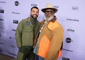 Actors Justice Smith, left, and David Alan Grier, right, attend the world premiere of "The American Society of Magical Negroes," directed and written by Kobi Libii, on Jan. 18, 2024, at the 2024 Sundance Film Festival. Photo credit: George Pimentel, Shutterstock for Sundance Film Festival.