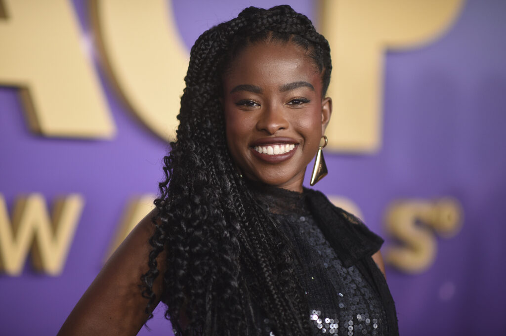 Amanda Gorman arrives at the 55th NAACP Image Awards on Saturday, March 16, 2024, at The Shrine Auditorium in Los Angeles. Photo credit: Richard Shotwell, Invision/The Associated Press