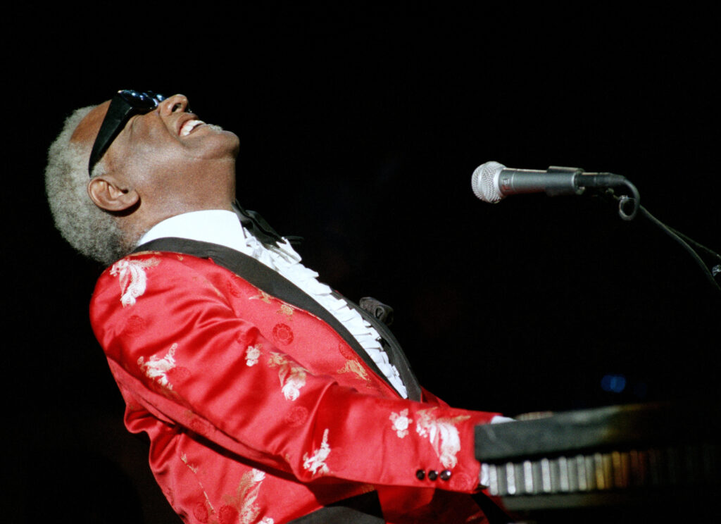 Late music legend Ray Charles is seen performing at the Masonic Temple in Detroit on Jan, 2, 1994. Charles died June 10, 2004 at the age of 73. Photo credit: Jeff Kowalsky, The Associated Press