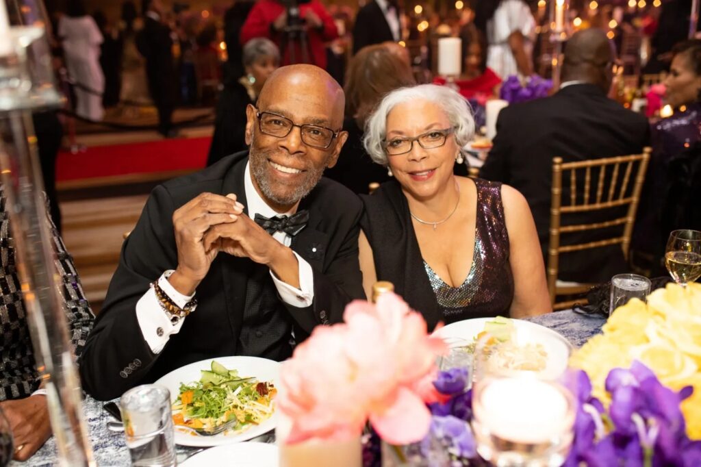 James Washington, left, late president of The Atlanta Voice, and Janis Ware, right, publisher of The Atlanta Voice, at the 39th UNCF Mayor’s Masked Ball on Saturday, Dec. 17, 2022 in Atlanta. Photo credit: Itoro N. Umontuen, The Atlanta Voice