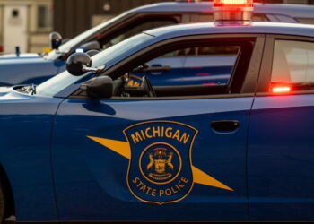 Michigan State Police vehicles. Photo credit: Michigan State Police