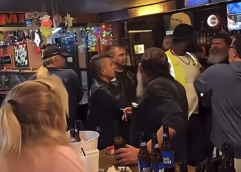 A screenshot appears to show the attack of a Black man at Pike's Pub near Fort Wayne, Indiana, on Friday, May 30, 2025.