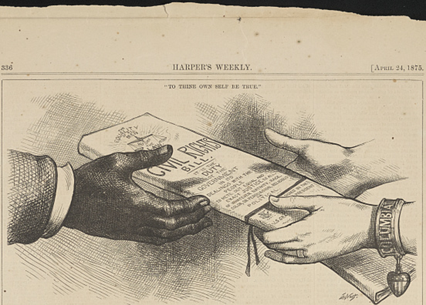 An illustration of the Civil Rights Act of 1875. Image courtesy the Library of Congress.