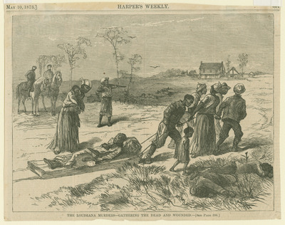 The aftermath of the Colfax Massacre, April 1873. Image courtesy the Historic New Orleans Collection.