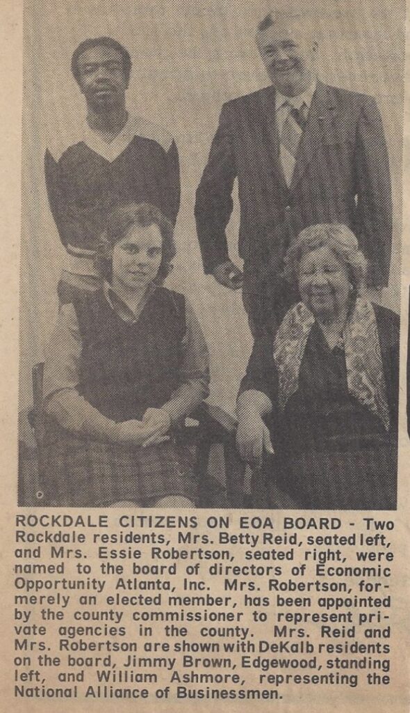Essie Robertson, lower right in this photo from circa 1971, one of the voting rights leaders Rockdale County, Georgia, in 1948, was still active into her 80s when she worked with antipoverty programs. Image courtesy the Rockdale Citizen