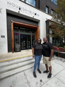 Jamie and Jilea Hemmings, husband and wife cofounders of Nourish + Bloom Market in Atlanta, have opened the first 24-hour, AI-powered, frictionless grocery store in the United States. Photo credit: Isaiah Singleton, The Atlanta Voice