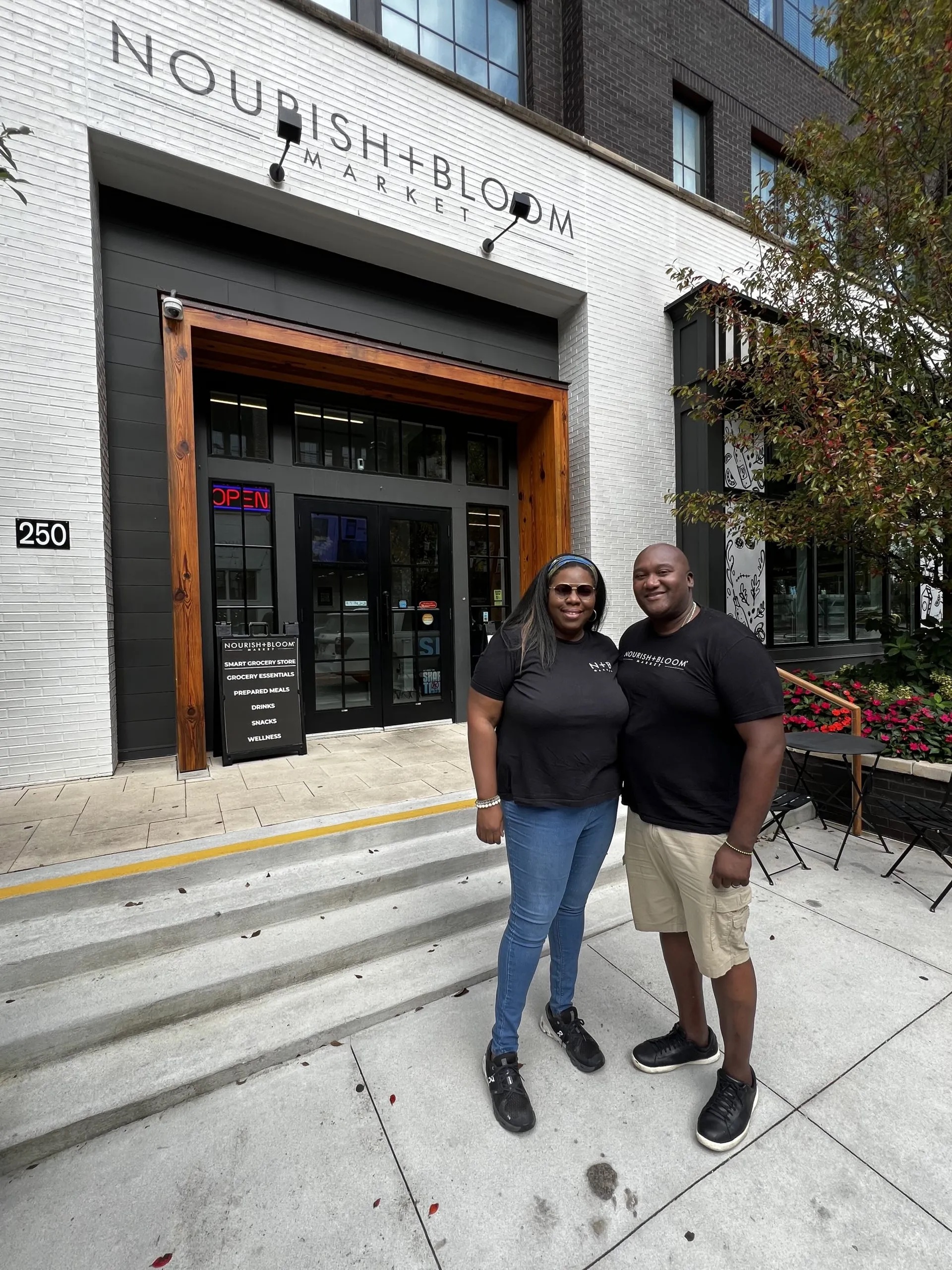 Jamie and Jilea Hemmings, husband and wife cofounders of Nourish + Bloom Market in Atlanta, have opened the first 24-hour, AI-powered, frictionless grocery store in the United States. Photo credit: Isaiah Singleton, The Atlanta Voice