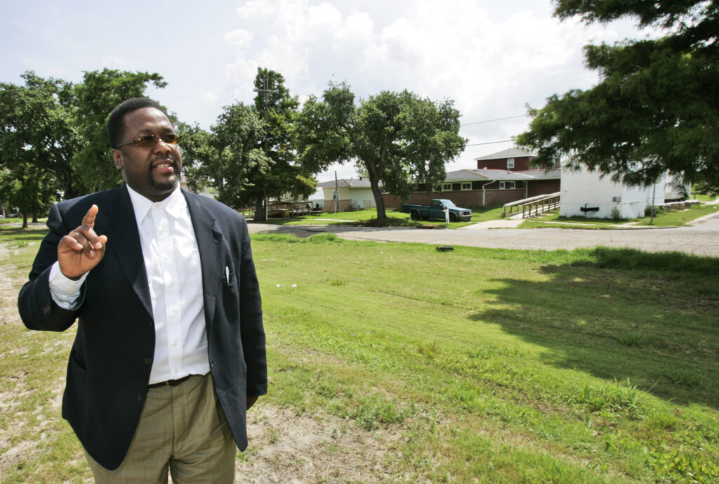 Actor Wendell Pierce answers a question during a tour of his childhood neighborhood in New Orleans on June 11, 2008. Photo credit: Bill Haber, The Associated Press