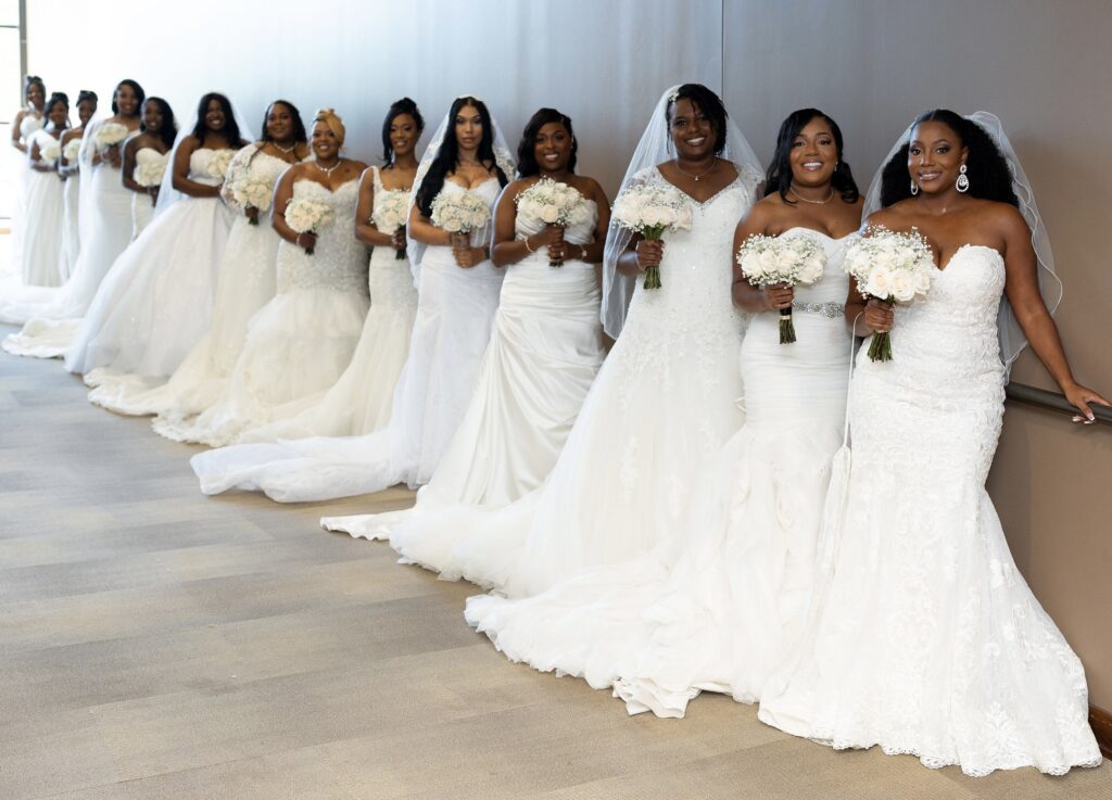Brides line up at the Grand Wedding, Concord Church in Dallas on Saturday, Sept. 20, 2025. Photo credit: Concord Technologies