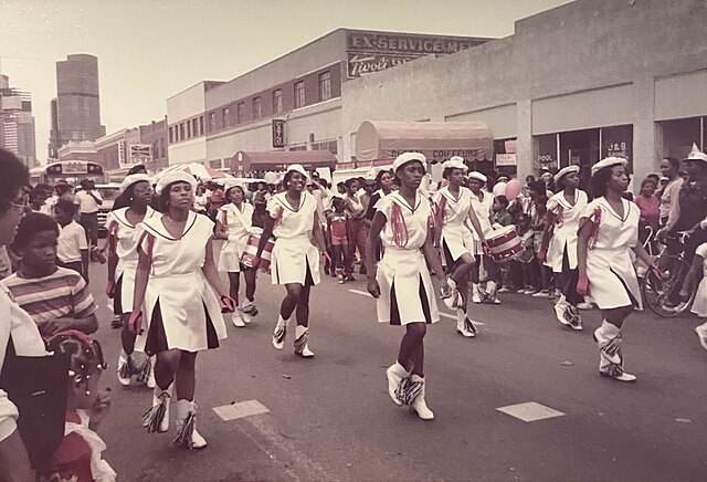 Juneteenth parade in Denver, Colorado, heading north from downtown around 1983. Photo: Public domain