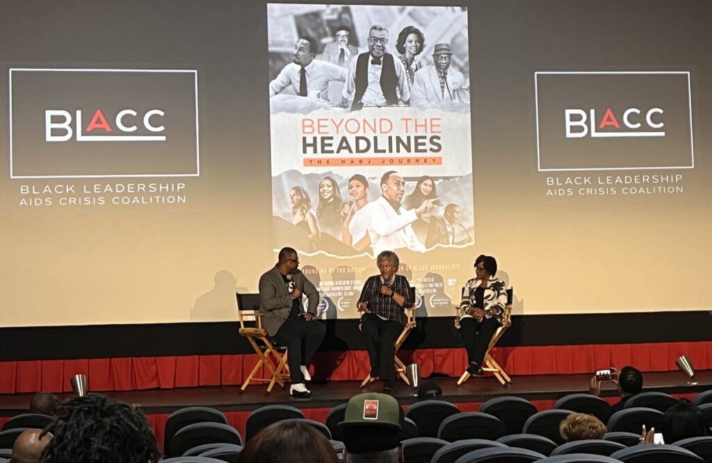 Left to right: Leroy Chapman Jr., editor-in-chief of the Atlanta Journal-Constitution, NABJ founder Allison Davis, and NABJ founder Sandra Long Weaver, at a screening in August in Atlanta of  “Beyond the Headlines: The NABJ Journey." Photo credit: Allison Joyner, Black News & Views