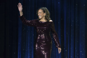 Former Vice President Kamala Harris receives the Congressional Black Caucus Foundation Phoenix Award in Washington, D.C., on Sept. 27, 2025. Photo credit: Cliff Owen, The Associated Press