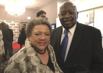 Journalists Michael Days, right, and Angela Dodson, left, in Birmingham, Alabama, in 2023. Photo courtesy of Karin Berry