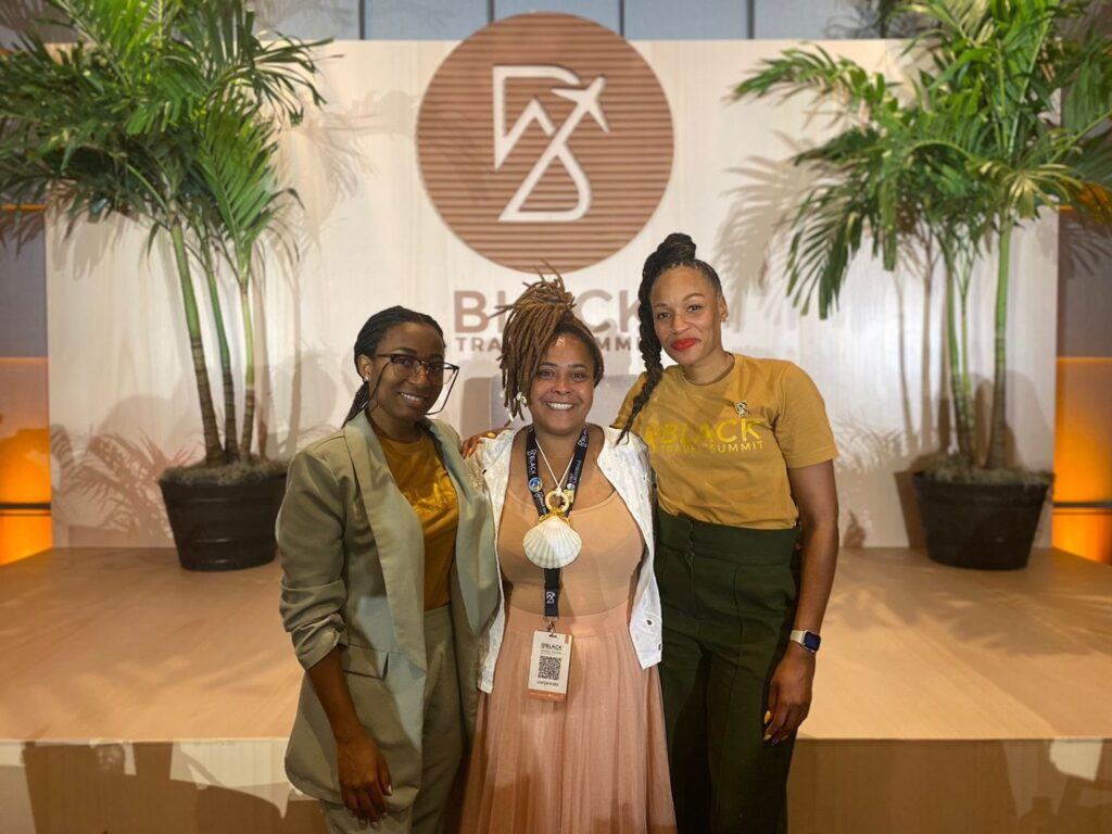 Embratur coordinator Tania Neres, center, is pictured between Anita Moreau, left, founder and CEO of the Black Travel Summit, and Martinique Lewis, right, president of the Black Travel Alliance and head of event relations. Photo courtesy of Embratur Brasil