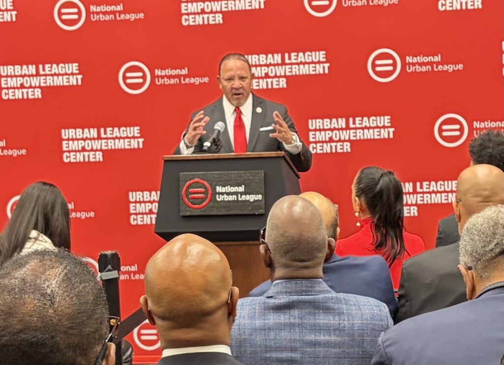 Marc Morial, president of the National Urban League, welcomes guests to the brand new National Urban League Empowerment Center in Harlem in New York City on Nov. 12, 2025. Photo credit: Black News & Views