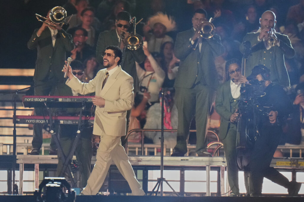 Puerto Rican artist Bad Bunny performs during his "DeBÍ TiRAR MáS FOToS" tour in Mexico City on Wednesday, Dec. 10, 2025. (Photo credit: Eduardo Verdugo, The Associated Press